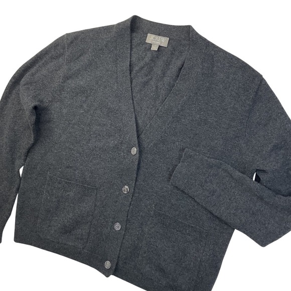 J. Crew Sweaters - J.Crew Cashmere Cardigan Sweater Charcoal Gray V-Neck Button Front Womens XS